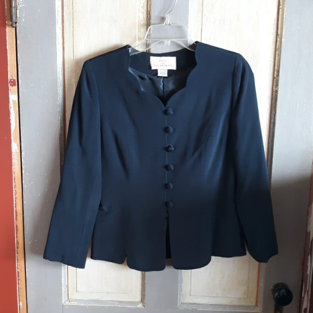 Design By Pat Argenti 100% Silk Navy Blazer